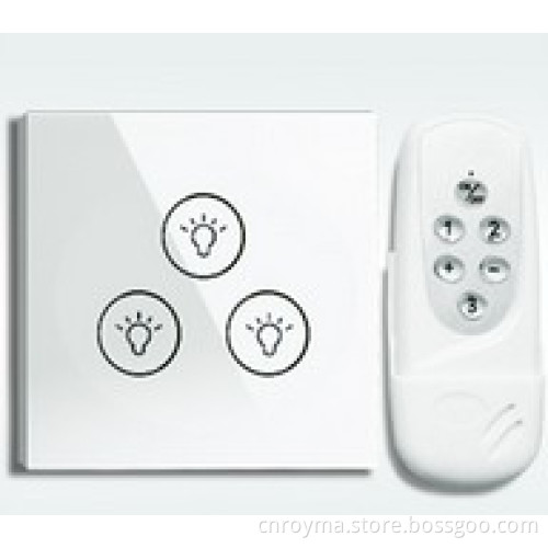 wireless remote control touch switch &light switch 3 gang with crystal tempered glass switch